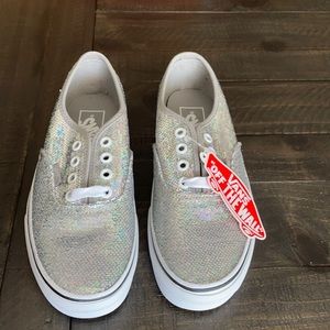 Vans Authentic Silver Micro Sequins sneakers brand new … women size 5.5